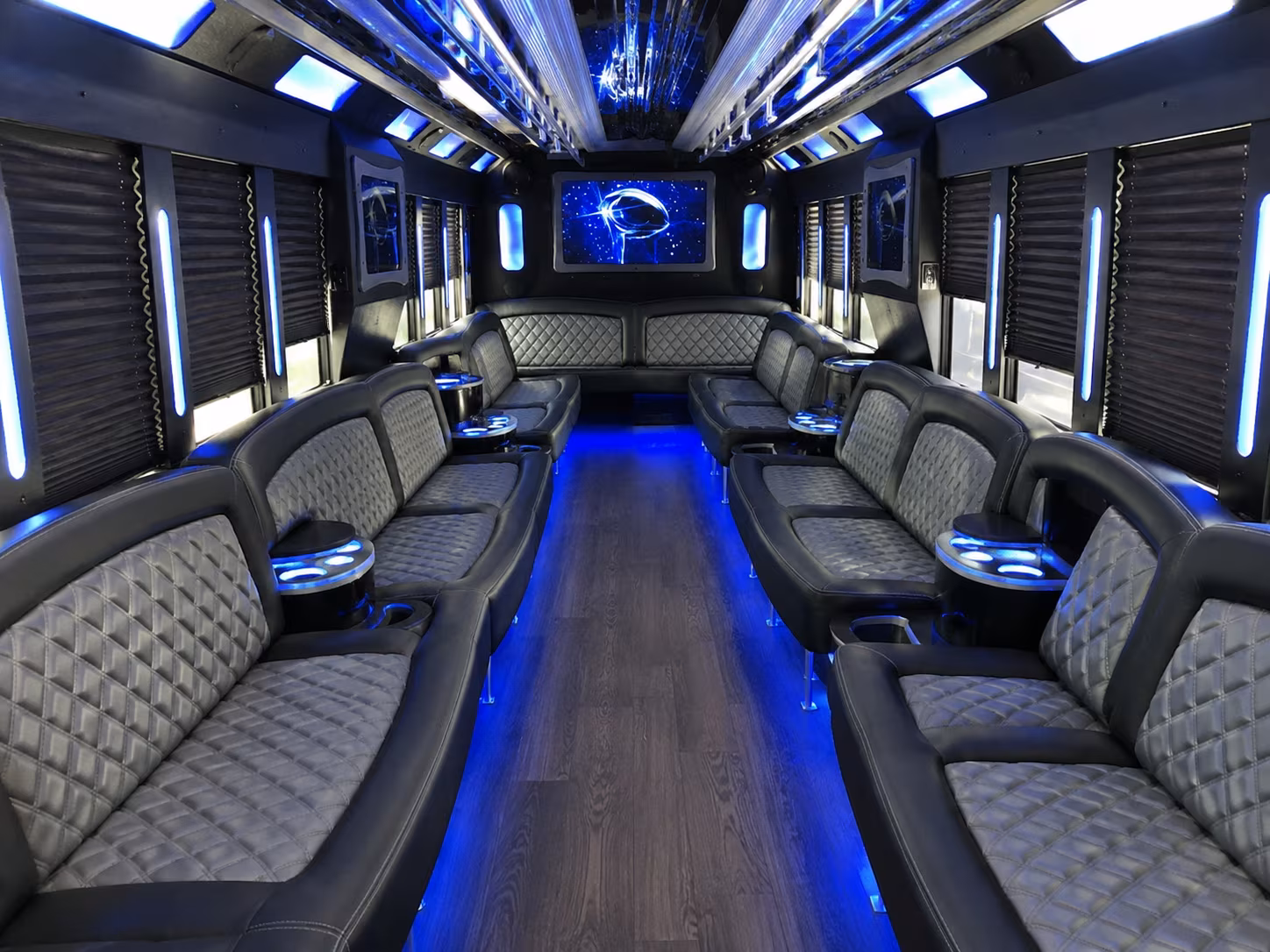 Group beside a Mercedes Sprinter limo in Carrollton