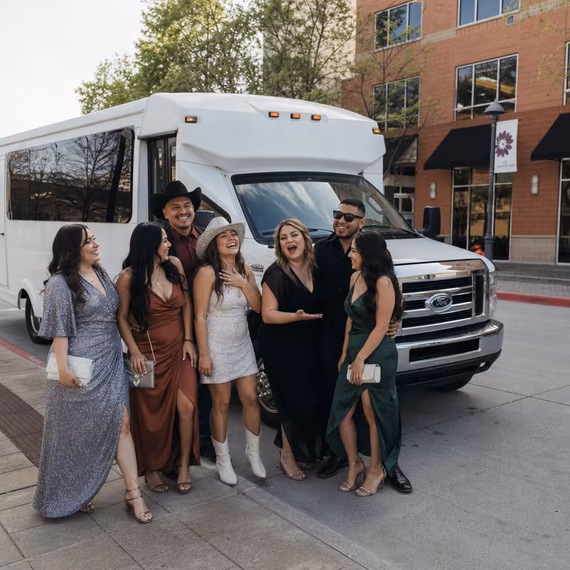 Black Mercedes Sprinter van staged for an Carrollton Bachelor & Bachelorette Transportation group