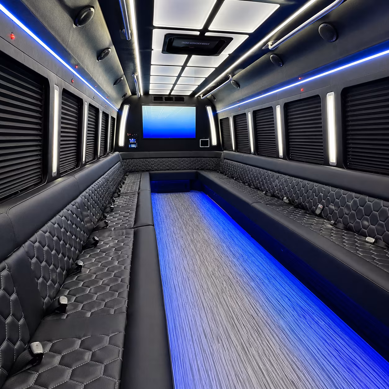 Carrollton Birthday, Sweet 16, & Quinceañera Transportation party bus exterior
