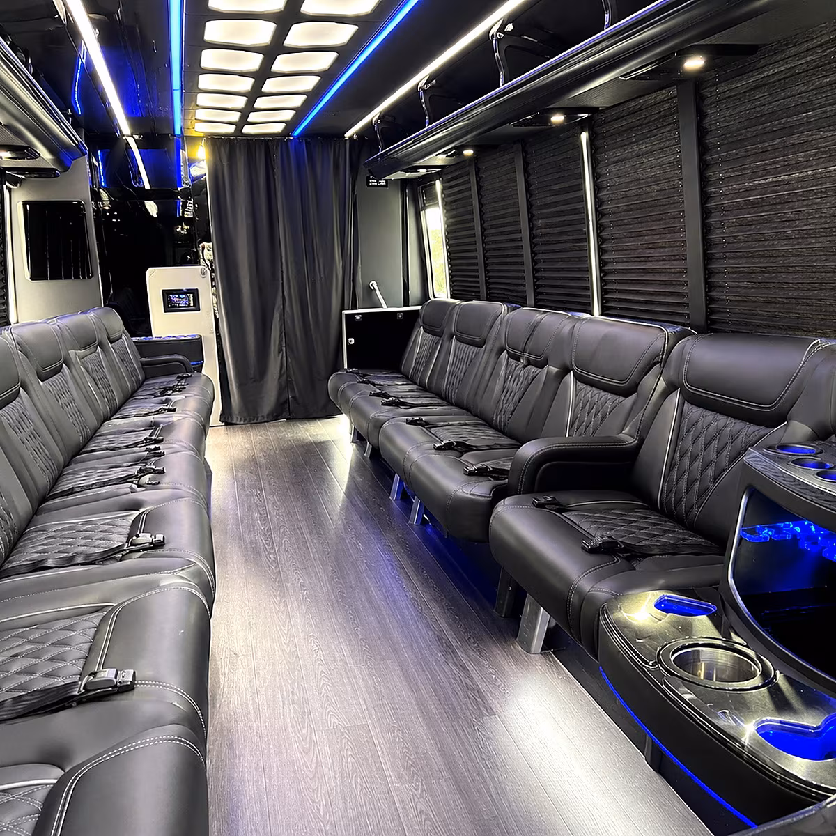 Carrollton Private Event Transportation party bus interior