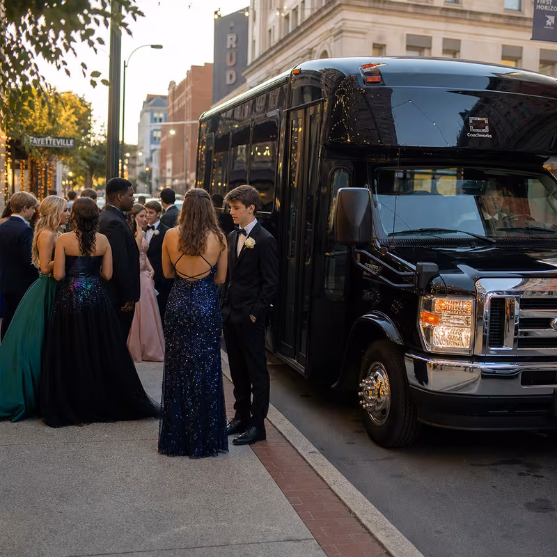 Passengers loading luggage while boarding an Carrollton group shuttle